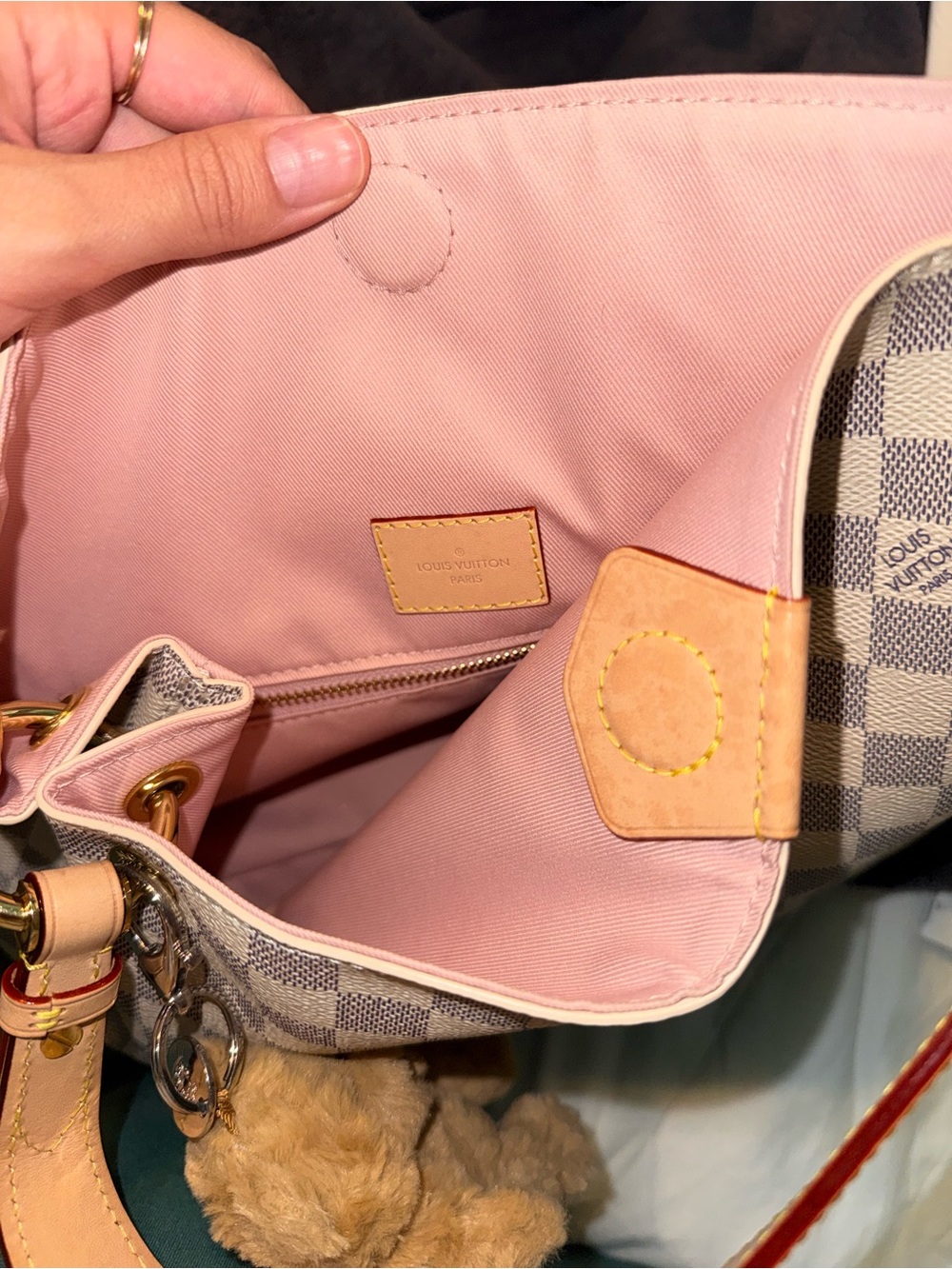 Louis Vuitton Damier Azur Canvas Shoulder Bag - Cream/Tan - Picture 5 of 6